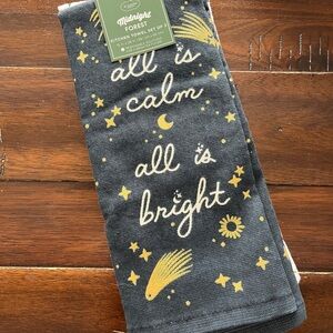 Kohl's Midnight Navy Star & Script Kitchen Towel